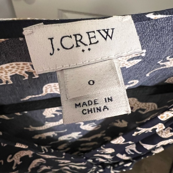 J Crew Factory Leopard Cheetah Wrap Dress Navy Blue Like New - Picture 4 of 6